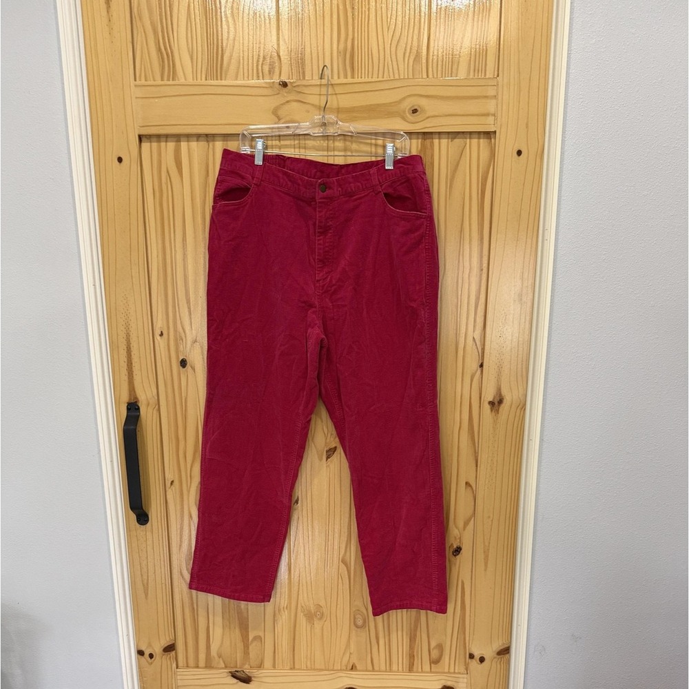 Essentials Corduroy Pants Womens 20W Pink Ankle Straight Leg Stretch Pull On